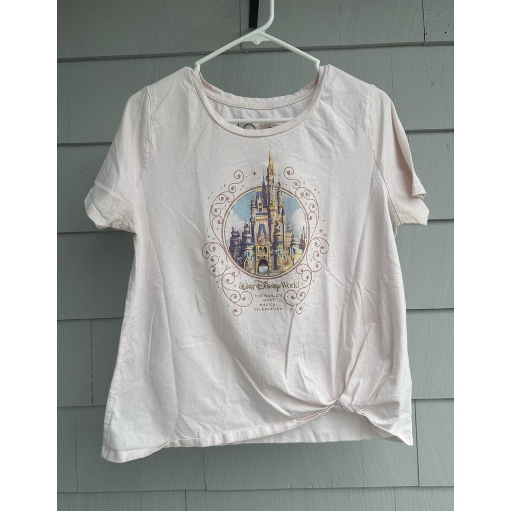 Walt Disney World 50th‎ Anniversary Pink Castle T-Shirt Women's Park Tee Sz M